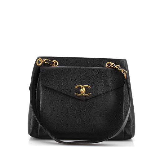 chanel vintage front pocket tote caviar medium